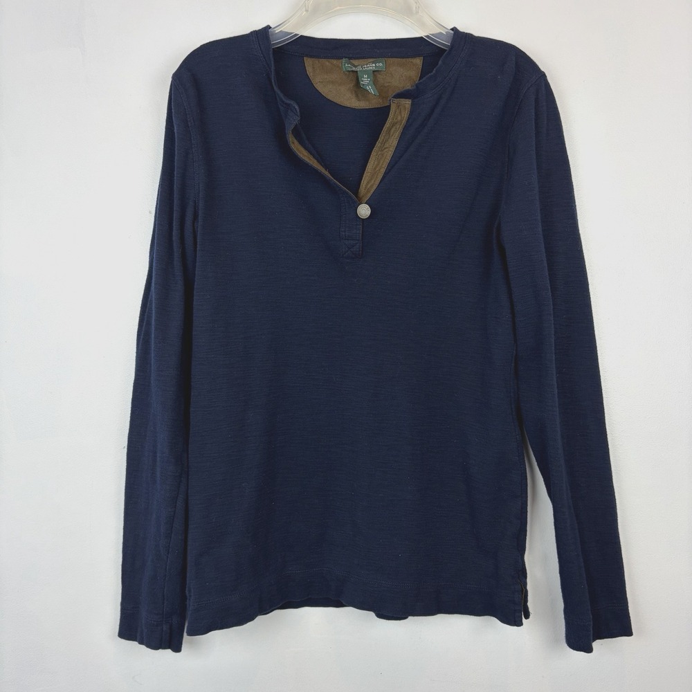 Ralph Lauren Polo Sport Henley Shirt Women Small M Top Navy Blue Casual LRL Read